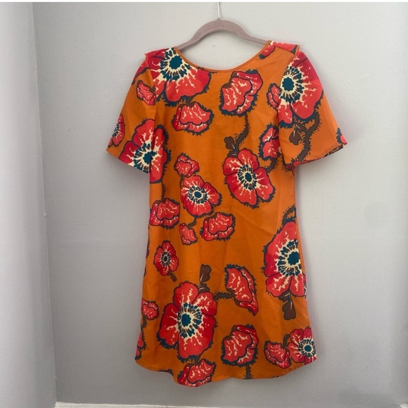 Tucker for Target orange bright floral mini dress with ruffle detail XS - Picture 4 of 16